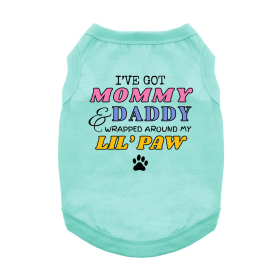 Wrapped Around My Lil Paw Dog Shirt (Color: Teal, size: 2X-Large)