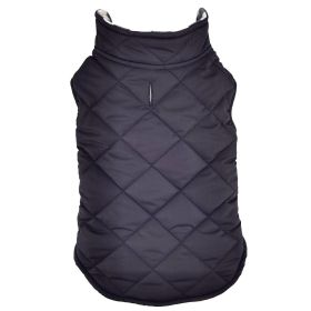 Reversible Fleece Lined Puffer Dog Coat (Color: Black and White Plaid, size: X-Small)